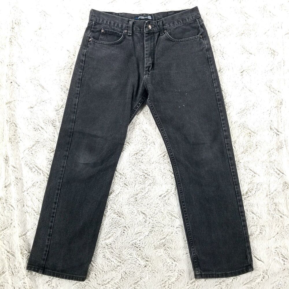 Lee Jeans Mens 34×30 Black Straight Fit Dark Wash